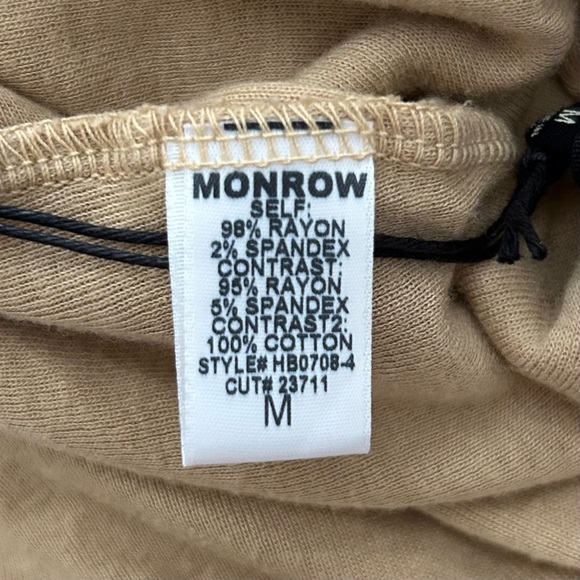 NWT, Monrow Women’s Wide Leg Mesh Lounge Crop High Rise Pants in Tan, Medium - Picture 8 of 10